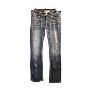 BKE Sabrina Stretch Womens Denim Blue Jeans Sz 30L Tall Bootcut Dark Wash Buckle